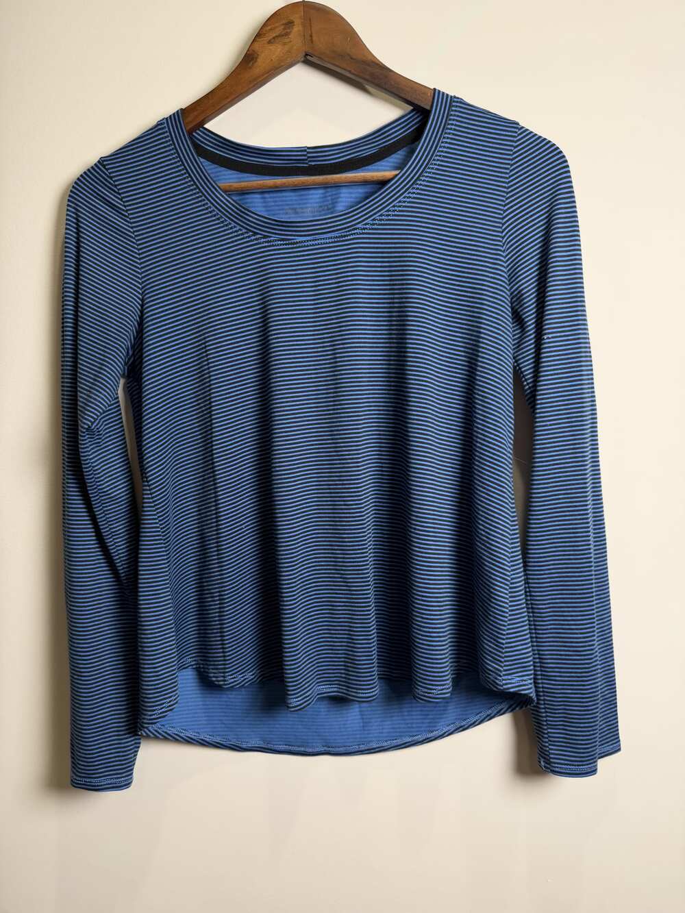 Xhilaration Blue and Black Striped Long-Sleeve Top